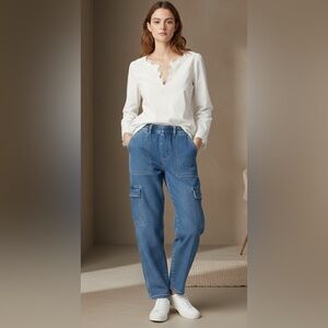 $250 retails bundle Trina Turk Cotton Blouse & BDG Wide-Leg Jeans. Size S. 27.